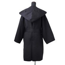将图像加载到图库查看器中,LOEWE Anagram Patch Gown Coat Size M BlackS2291340PA Wool80% Cashmere20% Leather