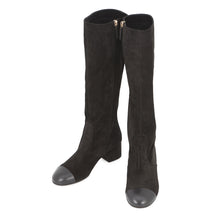 将图像加载到图库查看器中,CHANEL CC Logo Long Boots BlackG45903 Suede Calf Leather Size 36 1/2