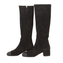 Load image into Gallery viewer, CHANEL CC Logo Long Boots BlackG45903 Suede Calf Leather Size 36 1/2