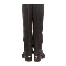 Load image into Gallery viewer, CHANEL CC Logo Long Boots BlackG45903 Suede Calf Leather Size 36 1/2