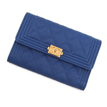 Load image into Gallery viewer, CHANEL Boy Chanel Tri-Fold Wallet BlueA84385 Caviar Leather