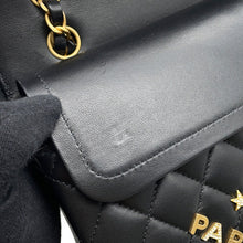 Load image into Gallery viewer, CHANEL Matelasse Double Flap Icon Chain Shoulder Bag BlackA01112 Lambskin Size 25