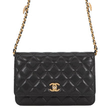 Load image into Gallery viewer, CHANEL Matelasse Chain wallet Black Caviar Leather