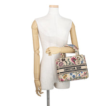 Load image into Gallery viewer, Dior Lady D-Lite Floral 2WAY Handbag Beige/Multicolor Raffia Canvas Size Medium