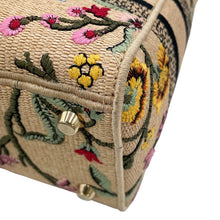 Load image into Gallery viewer, Dior Lady D-Lite Floral 2WAY Handbag Beige/Multicolor Raffia Canvas Size Medium