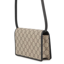 将图像加载到图库查看器中,GUCCI GG Emblem Shoulder Wallet Beige/Black820688 PVC/Leather
