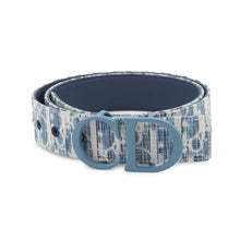 将图像加载到图库查看器中,Dior Oblique Belt Blue Leather Fabric