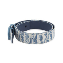 将图像加载到图库查看器中,Dior Oblique Belt Blue Leather Fabric