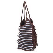 Load image into Gallery viewer, MIUMIU Ivy Crochet Tote Bag Cocoa Brown/Celeste Blue5BG311_2IH7_F04H6_V_OLL Cotton