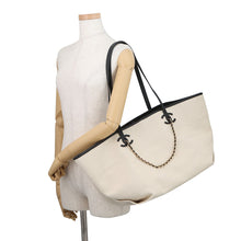 Load image into Gallery viewer, CHANEL Small Shopping Bag Ecru/Black Canvas Calf Leather