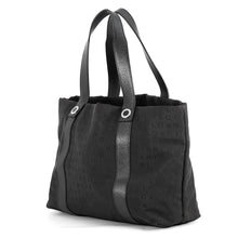 Load image into Gallery viewer, BVLGARI Logo Mania Tote Bag Black Canvas Leather