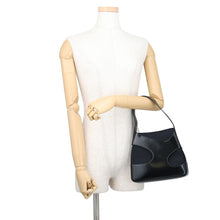 将图像加载到图库查看器中,Ferragamo Cutout Handbag Black213487 Patent Leather Canvas