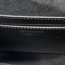 将图像加载到图库查看器中,Ferragamo Cutout Handbag Black213487 Patent Leather Canvas