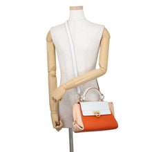 将图像加载到图库查看器中,Ferragamo Sofia Gancini 2-way Bag Orange/Light Pink/WhiteFZ21 D570 Leather Size Small