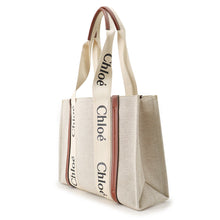 Load image into Gallery viewer, Chloe Woody Tote Bag Brown/WhiteCHC22AS383I2690U Canvas Calf Leather Size Large