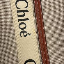 Load image into Gallery viewer, Chloe Woody Tote Bag Brown/WhiteCHC22AS383I2690U Canvas Calf Leather Size Large