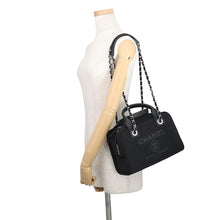 Load image into Gallery viewer, CHANEL Deauville Bowling 2-Way Bag Navy/BlackA92749 Canvas Leather