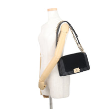 Load image into Gallery viewer, CHANEL Boy Chanel ChainShoulder Bag Black Shearling Leather Size 25