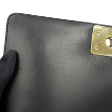 Load image into Gallery viewer, CHANEL Boy Chanel ChainShoulder Bag Black Shearling Leather Size 25