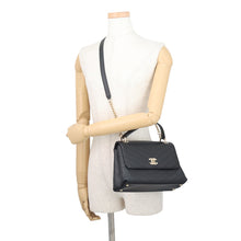 将图像加载到图库查看器中,CHANEL Chevron 2-way Handle Bag BlackA57147 Calf Leather Size Small