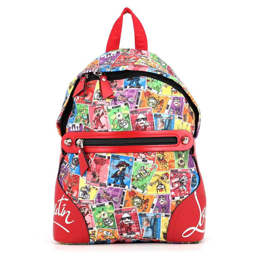 Minikiddy - Backpack - Canva Happy Loubies print and calf leather - Multicolor