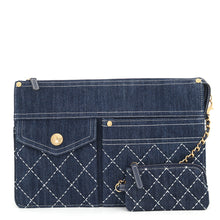 Load image into Gallery viewer, CHANEL Matelasse Clutch Bag Blue Denim