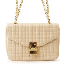 Load image into Gallery viewer, CELINE C Medium Quilted ChainShoulder Bag Beige187253BFC Leather