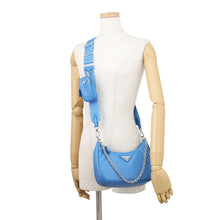 将图像加载到图库查看器中,PRADA Re-edition Shoulder Bag Light Blue1BH204 Leather
