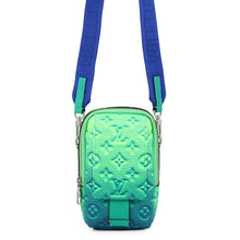 将图像加载到图库查看器中,LOUIS VUITTON Double Phone Pouch Illusion Blue/GreenM81223 Taurillon Leather