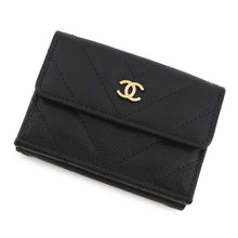 Load image into Gallery viewer, CHANEL Chevron Small Flap Compact Wallet BlackAP5202 Caviar Leather