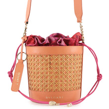 Load image into Gallery viewer, BVLGARI Serpenti Bucket Bag Shoulder Bag Orange Rattan Leather