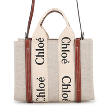 将图像加载到图库查看器中,Chloe Woody 2WAY Bag Small Beige/BrownCHC22AS397I2690U Canvas Leather