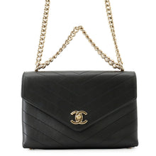 Load image into Gallery viewer, CHANEL Chevron ChainShoulder Black Leather