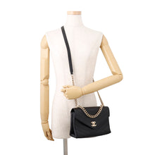 Load image into Gallery viewer, CHANEL Chevron ChainShoulder Black Leather