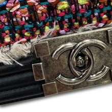 Load image into Gallery viewer, CHANEL Boy Chanel ChainShoulder Bag Black/Multicolor Tweed Lambskin Size Small