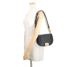 Load image into Gallery viewer, CHANEL Boy Chanel Half Moon Shoulder Bag BlackAS3350 Caviar Leather Size Small