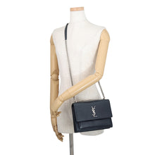 Load image into Gallery viewer, SAINT LAURENT PARIS Sunset ChainShoulder Bag Navy442906 Croco embossed leather Size Medium