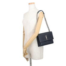 Load image into Gallery viewer, SAINT LAURENT PARIS Sunset ChainShoulder Bag Navy442906 Croco embossed leather Size Medium