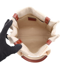 Load image into Gallery viewer, Chloe Woody Small Tote Bag Beige/Brown Canvas Leather Size Small