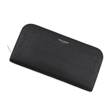 Load image into Gallery viewer, SAINT LAURENT PARIS Crocodile-embossed Zip Around Wallet Black326599 Leather