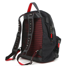 Load image into Gallery viewer, Christian Louboutin Studded Backpack Black/Red Nylon Leather Rubber