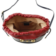 Load image into Gallery viewer, GUCCI Horsebit1955 Drawstring Bag Shoulder Bag Red/Navy602118 1DBLG 8495 Leather