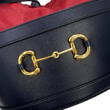 Load image into Gallery viewer, GUCCI Horsebit1955 Drawstring Bag Shoulder Bag Red/Navy602118 1DBLG 8495 Leather