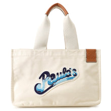 Load image into Gallery viewer, LOEWE Paula Ibiza Canvas Tote Bag Ivory/Blue/BrownA716C68X02 Canvas Leather