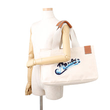 Load image into Gallery viewer, LOEWE Paula Ibiza Canvas Tote Bag Ivory/Blue/BrownA716C68X02 Canvas Leather