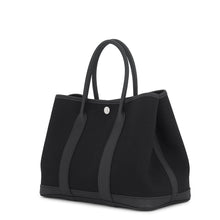 Load image into Gallery viewer, HERMES Garden Party Black Toile Chevrons Negonda Leather Size TPM