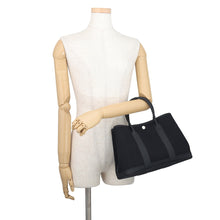 Load image into Gallery viewer, HERMES Garden Party Black Toile Chevrons Negonda Leather Size TPM