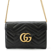将图像加载到图库查看器中,GUCCI GG Marmont Chain wallet Black474575 DTD1T 1000 Leather
