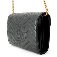 将图像加载到图库查看器中,GUCCI GG Marmont Chain wallet Black474575 DTD1T 1000 Leather