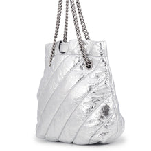 Load image into Gallery viewer, BALENCIAGA Crash Chain Tote Bag Silver742942210IW8110 Leather Size Small